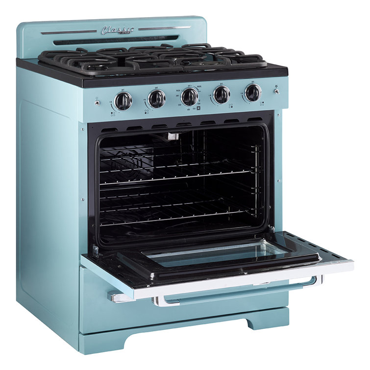 Ocean Mist Turquoise 30" Retro Freestanding Gas Range with Convection Oven