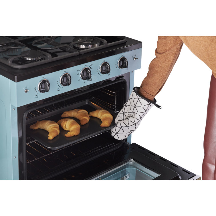 Ocean Mist Turquoise 30" Retro Freestanding Gas Range with Convection Oven