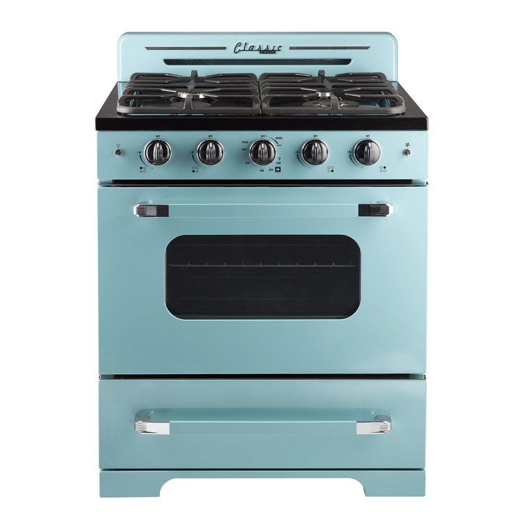 Ocean Mist Turquoise 30" Retro Freestanding Gas Range with Convection Oven