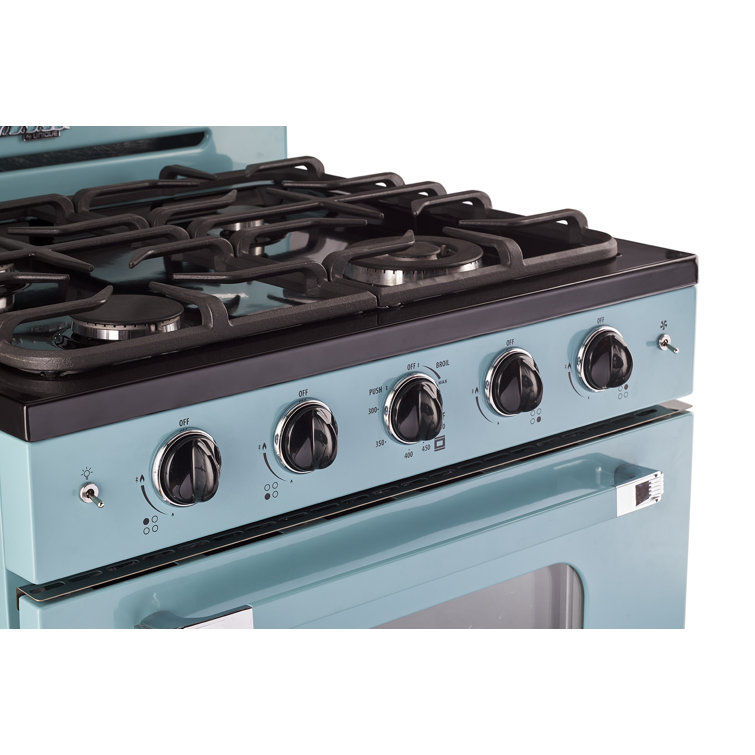 Ocean Mist Turquoise 30" Retro Freestanding Gas Range with Convection Oven