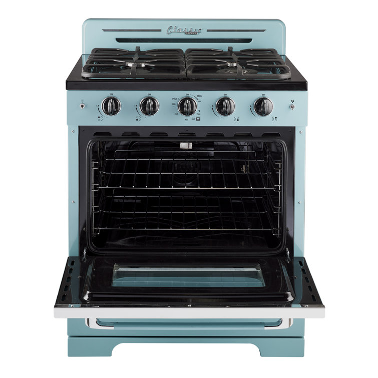 Ocean Mist Turquoise 30" Retro Freestanding Gas Range with Convection Oven