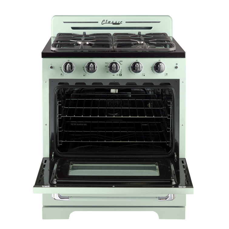 Summer Mint Green 30" Retro Freestanding Gas Range with Convection Oven