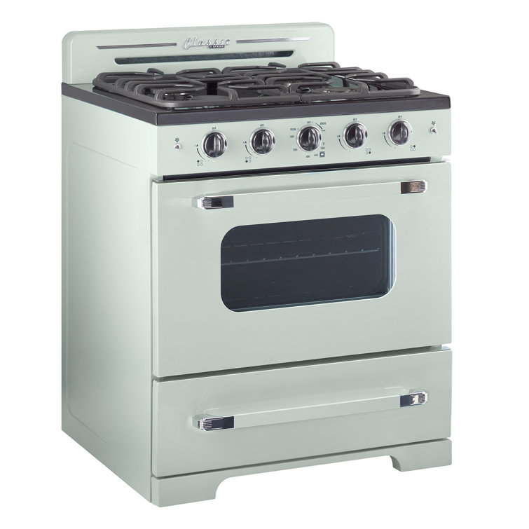 Summer Mint Green 30" Retro Freestanding Gas Range with Convection Oven