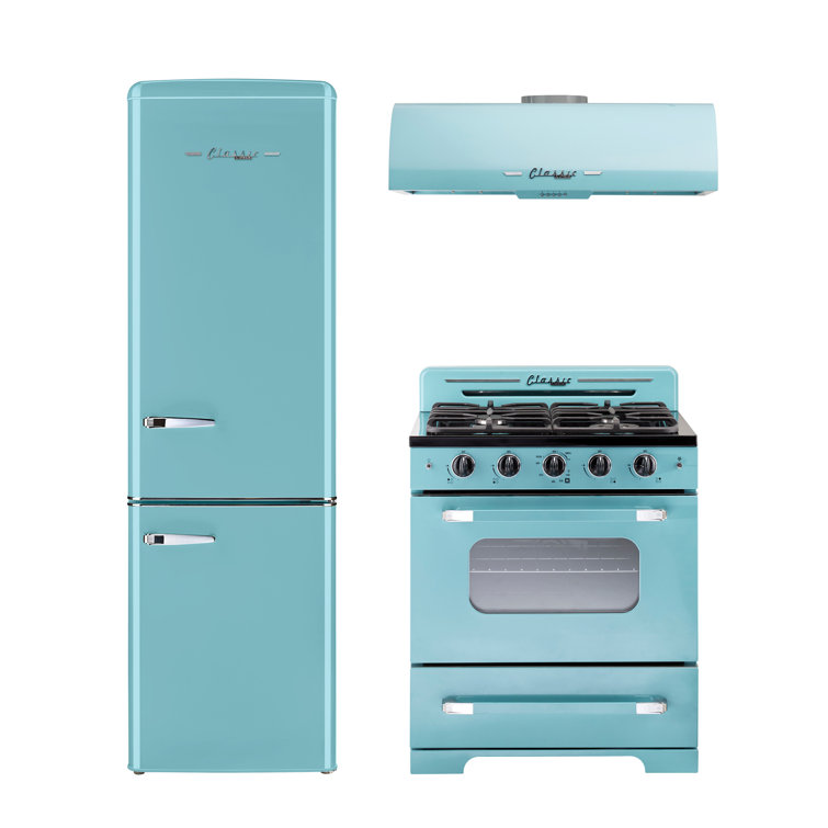Classic Retro 30" Ocean Mist Turquoise Stainless Steel Under Cabinet Range Hood