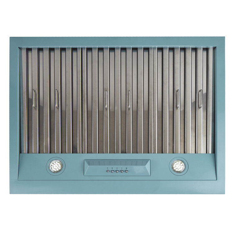Classic Retro 30" Ocean Mist Turquoise Stainless Steel Under Cabinet Range Hood