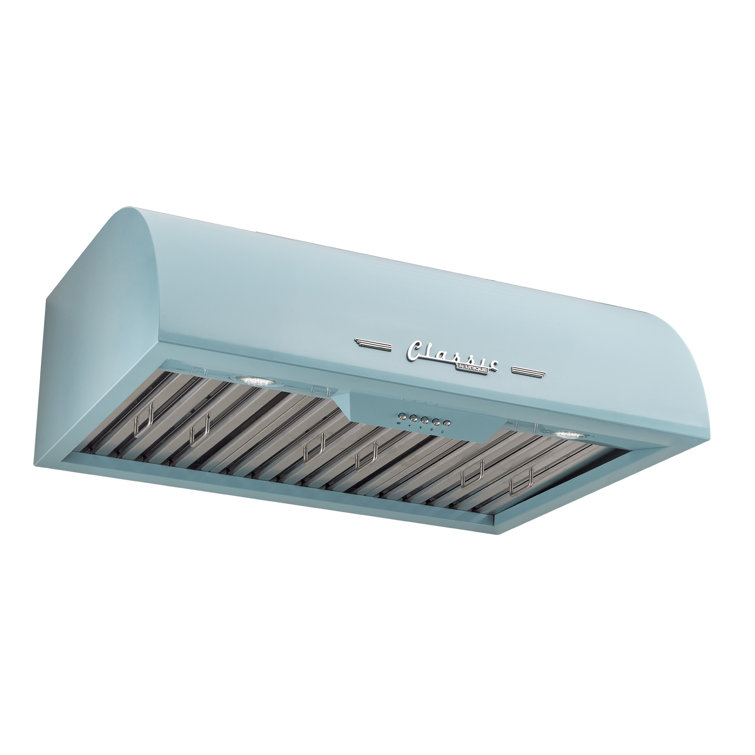 Classic Retro 30" Ocean Mist Turquoise Stainless Steel Under Cabinet Range Hood