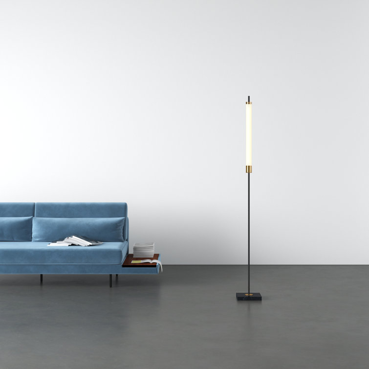 Piper 72'' Matte Black and Antique Brass LED Floor Lamp