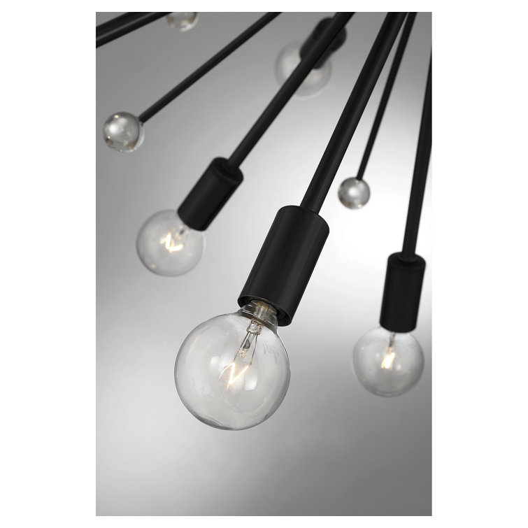 Galea Matte Black 24-Light Sputnik Chandelier with Glass Baubles