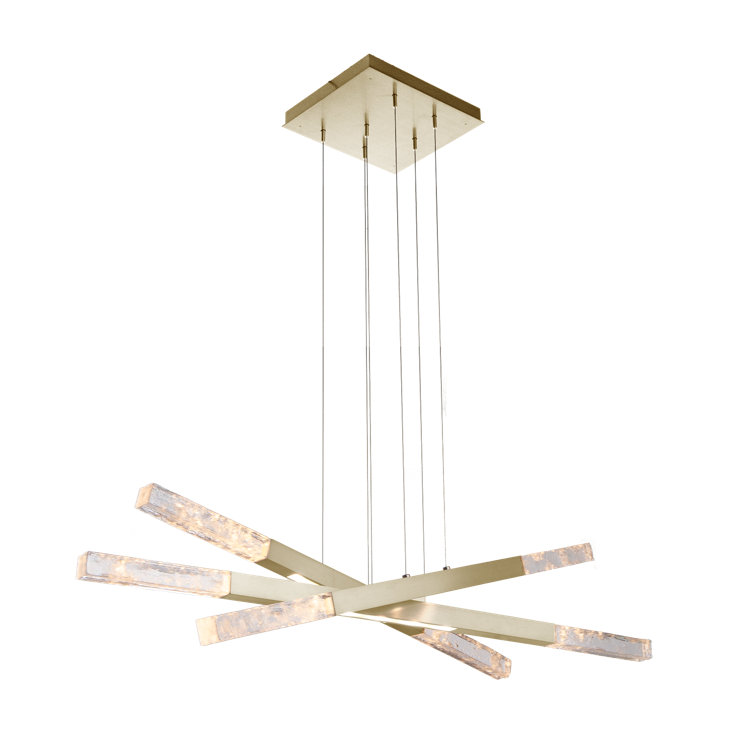 Axis Moda Gilded Brass Triple Drum Linear Chandelier