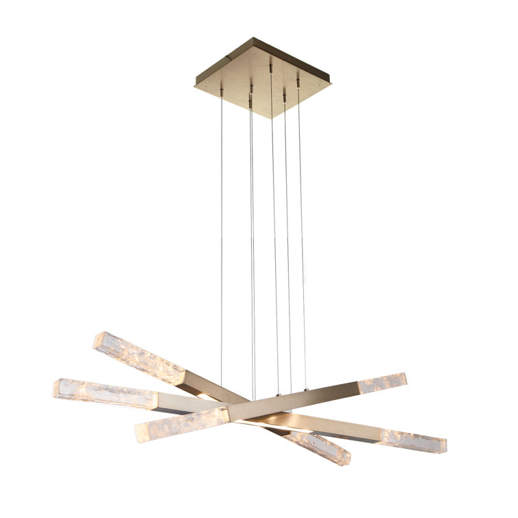 Axis Moda Gilded Brass Triple Drum Linear Chandelier