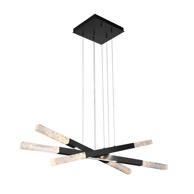 Axis Moda Triple Matte Black Modern Linear LED Chandelier