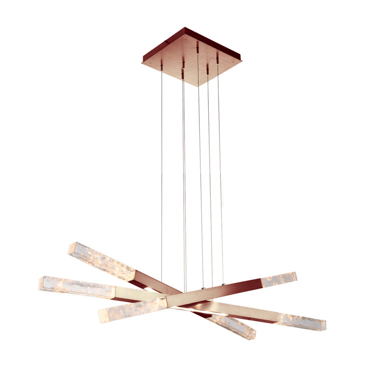 Axis Moda Gilded Brass Triple Drum Linear Chandelier