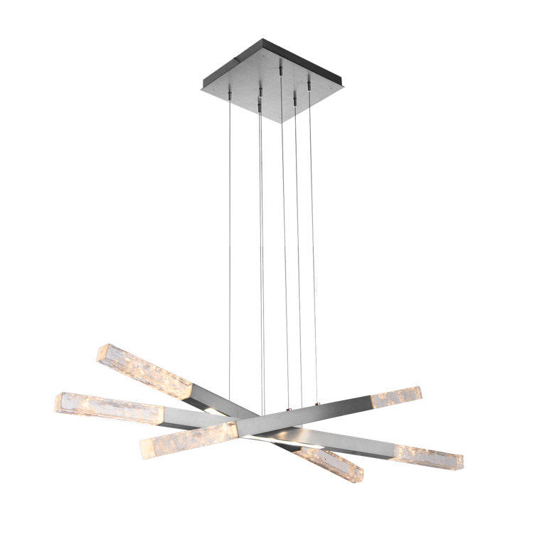 Axis Moda Gilded Brass Triple Drum Linear Chandelier