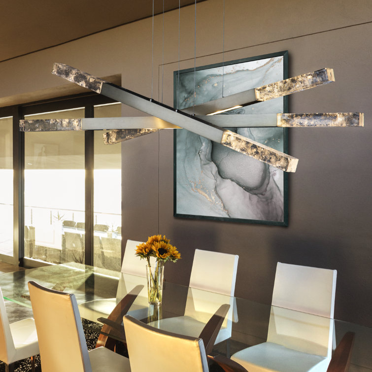 Axis Moda Gilded Brass Triple Drum Linear Chandelier
