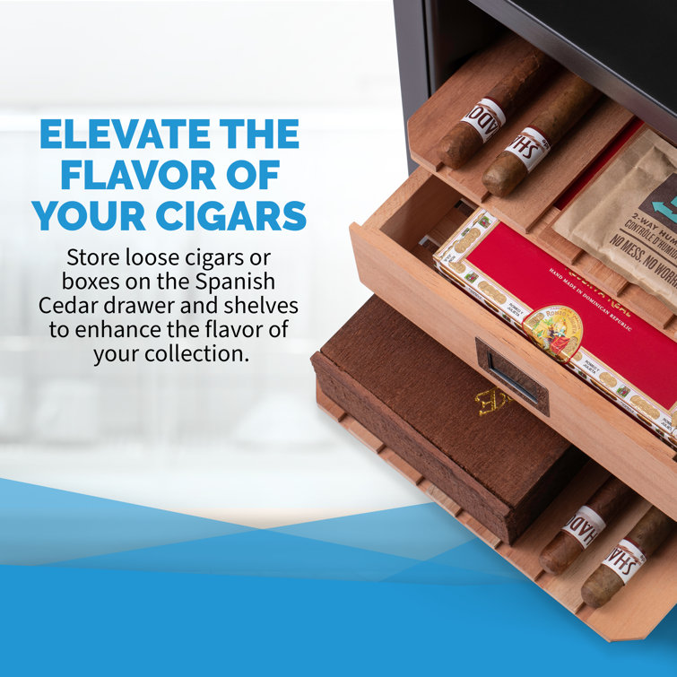 Stainless Steel Electric Cigar Humidor with Spanish Cedar Shelves