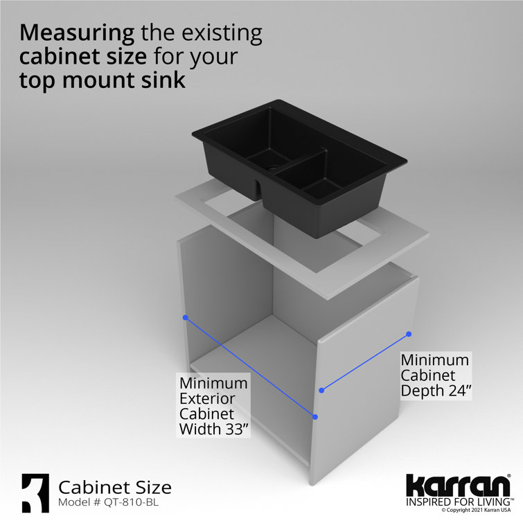 Black Quartz Double Bowl Top Mount Kitchen Sink
