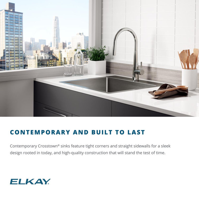 Crosstown Stainless Steel Single Bowl Undermount Kitchen Sink Kit