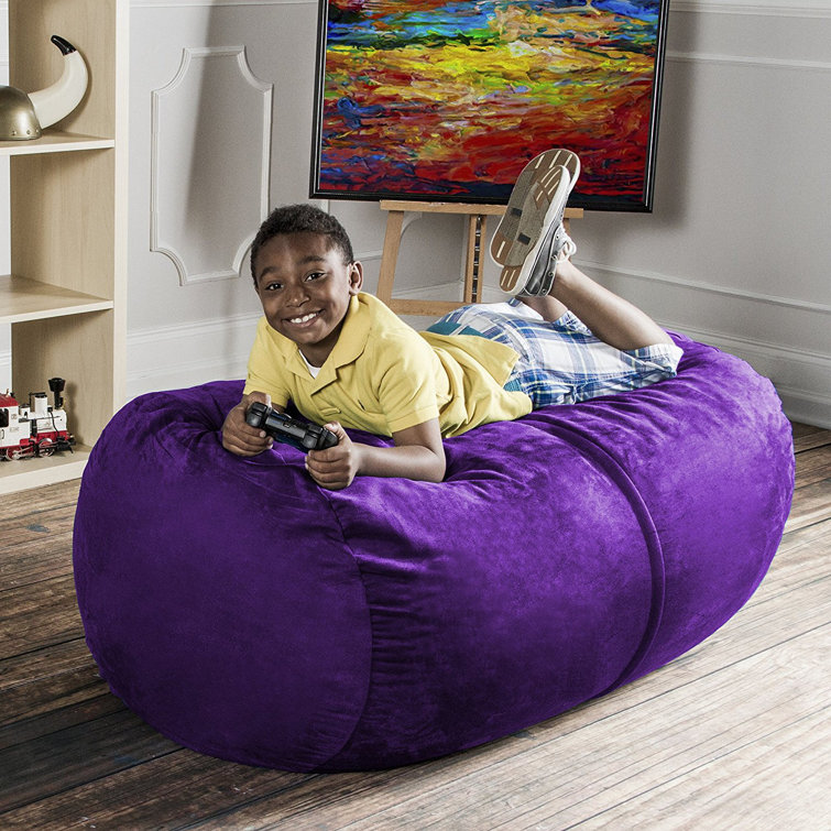 Jaxx 4-Foot Purple Microsuede Bean Bag Lounger with Removable Cover