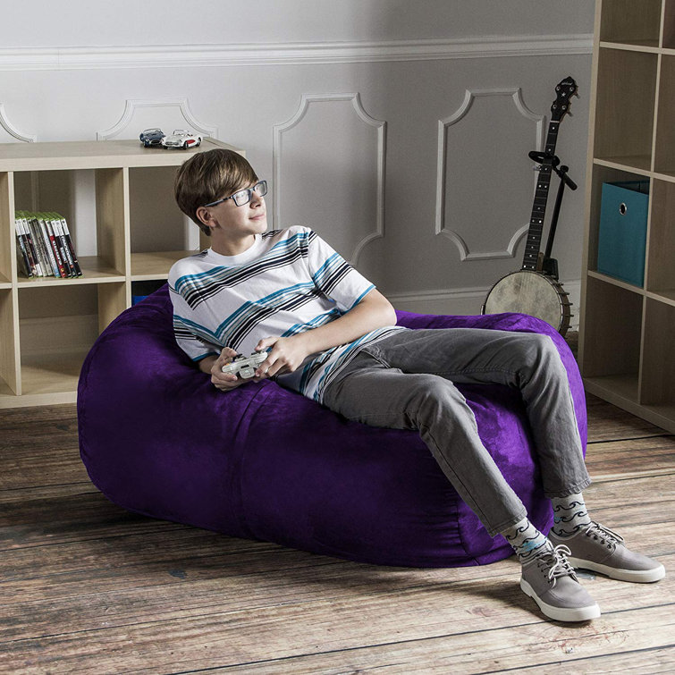 Jaxx 4-Foot Purple Microsuede Bean Bag Lounger with Removable Cover