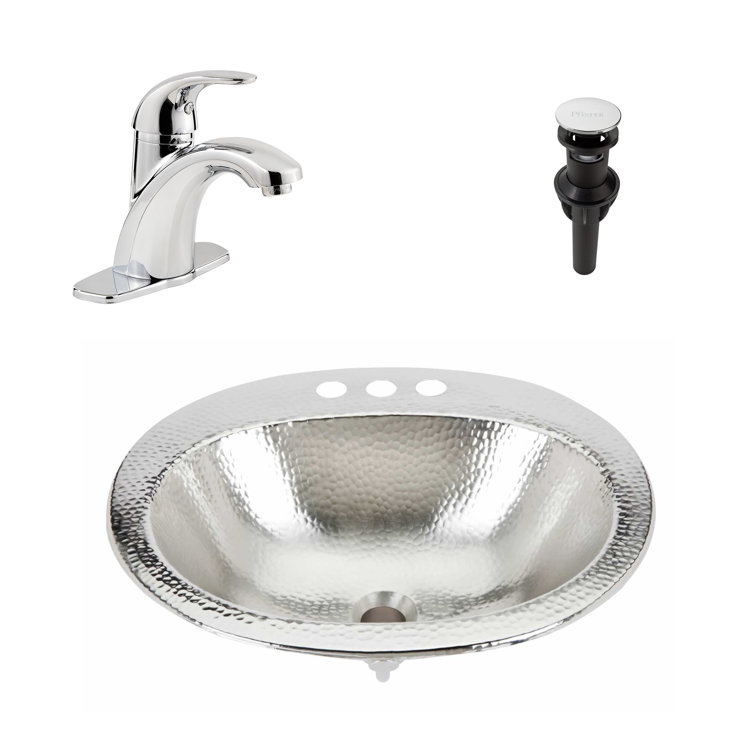 Seville 20" Nickel Oval Drop-In Bath Sink with Chrome Faucet