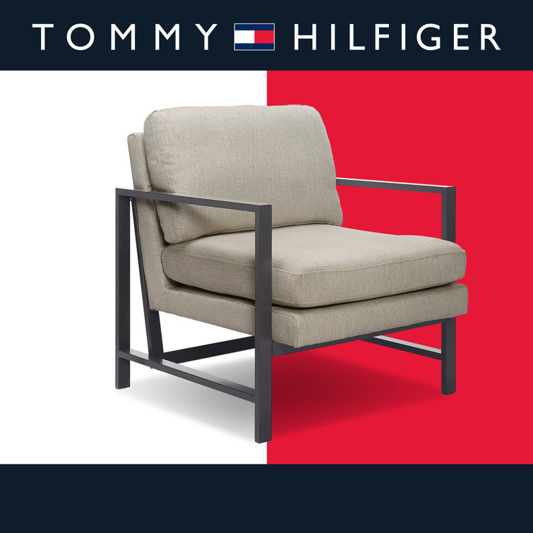 Russell Bronze Metal Frame Accent Chair in Grey