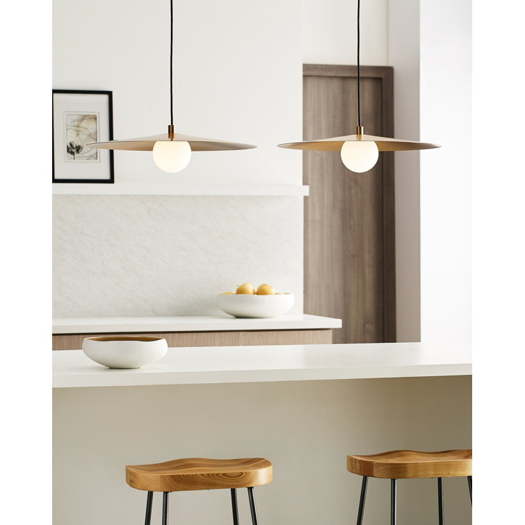 Aged Brass LED Pendant with Glass Globe Shade