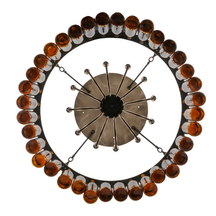 Black Glass Drum Chandelier with Wine Bottles