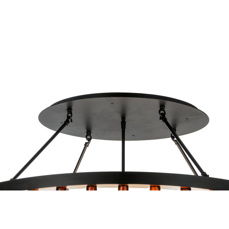 Black Glass Drum Chandelier with Wine Bottles