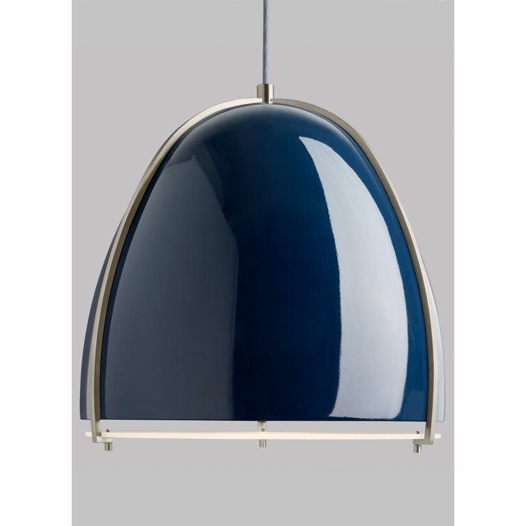Blue Satin Nickel Dome LED Pendant Light