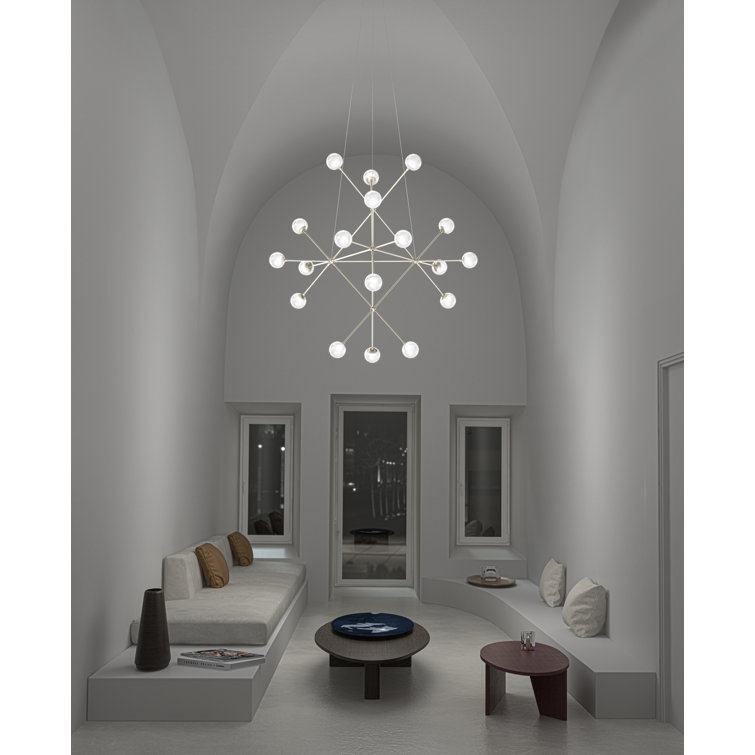 Proton 40" Satin Nickel LED Globe Chandelier