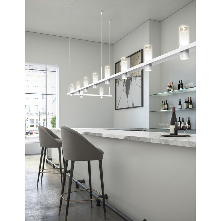 Satin White Intervals 96" LED Linear Pendant Light for Indoor/Outdoor
