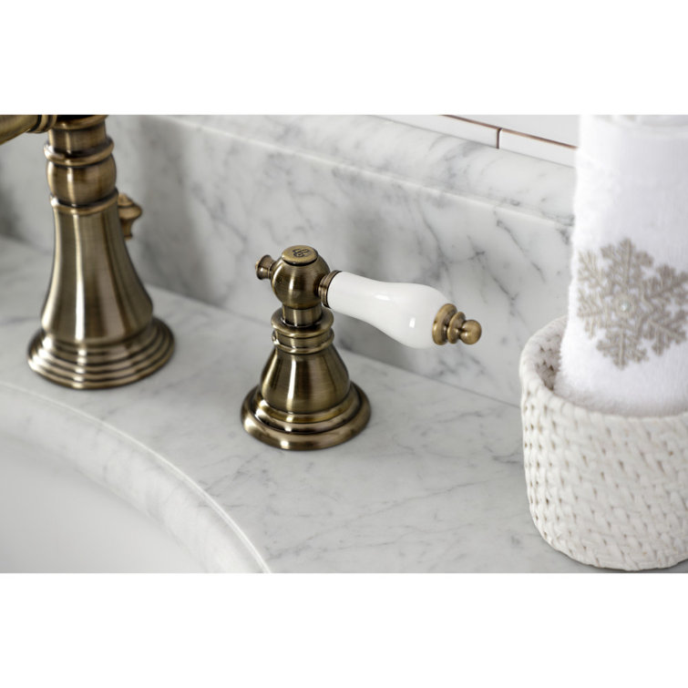 Elegant Antique Brass Widespread Bathroom Faucet with Lever Handles