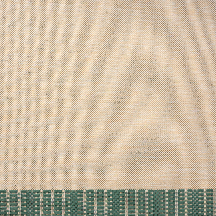 Elegant Beige/Green Synthetic Indoor/Outdoor Easy-Care Rug, 7'9" x 10'2"