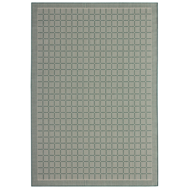 Green and Beige Geometric Indoor/Outdoor Area Rug