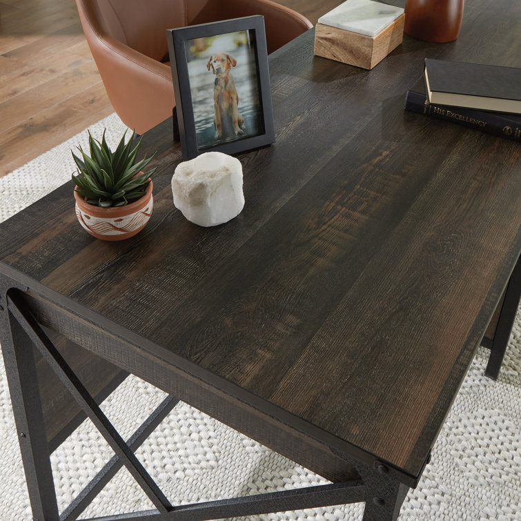Brown Wood Computer Desk with Drawer and Filing Cabinet