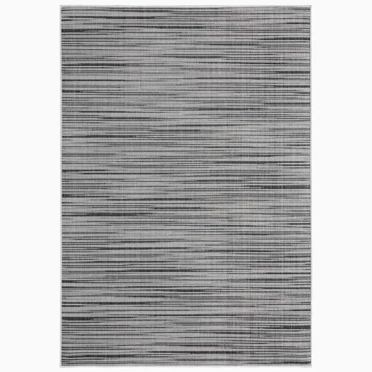 Wynona Abstract Black/Beige Indoor/Outdoor Synthetic Area Rug, 7'9"x10'2"