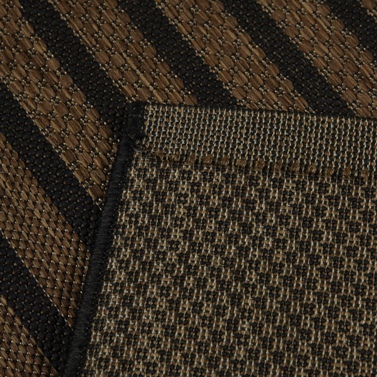 Sophia Black and Brown Geometric Flatweave Rug