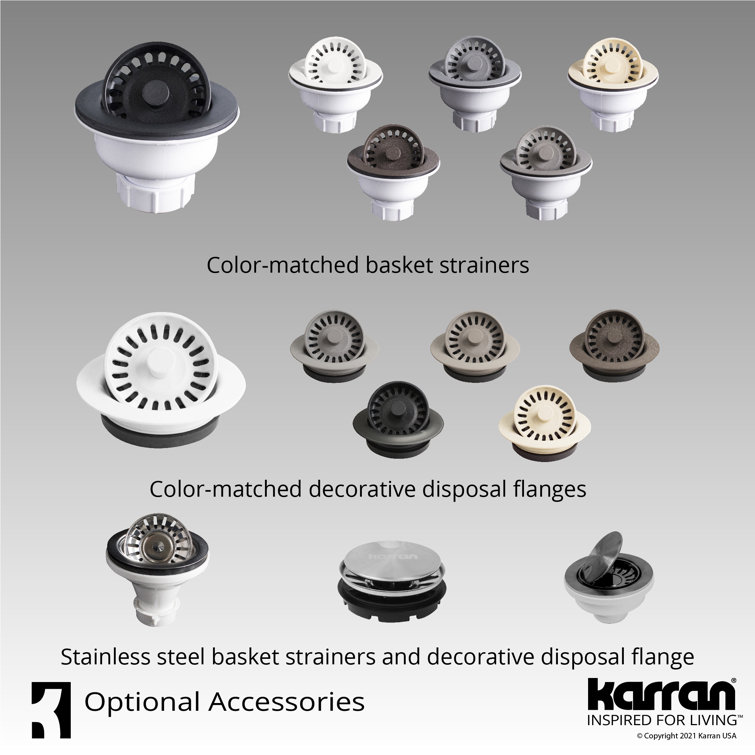 Gray Quartz 33'' Double Bowl Farmhouse Kitchen Sink Kit