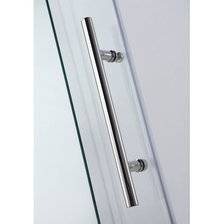 60" x 76" Frameless Sliding Shower Door with Clear Glass and Nickel Finish