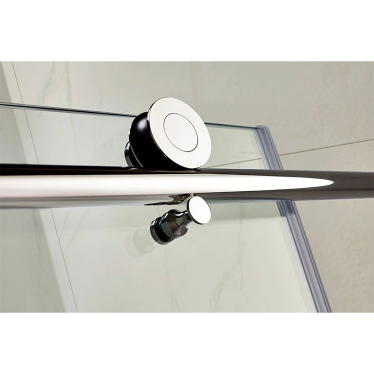 60" x 76" Frameless Sliding Shower Door with Clear Glass and Nickel Finish