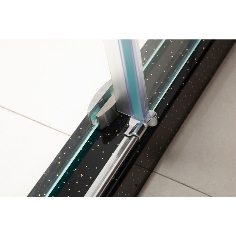 60" x 76" Frameless Clear Glass Sliding Shower Door with Chrome Hardware
