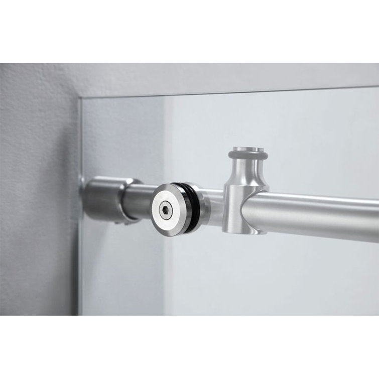 60" x 76" Frameless Sliding Shower Door with Clear Glass and Nickel Finish