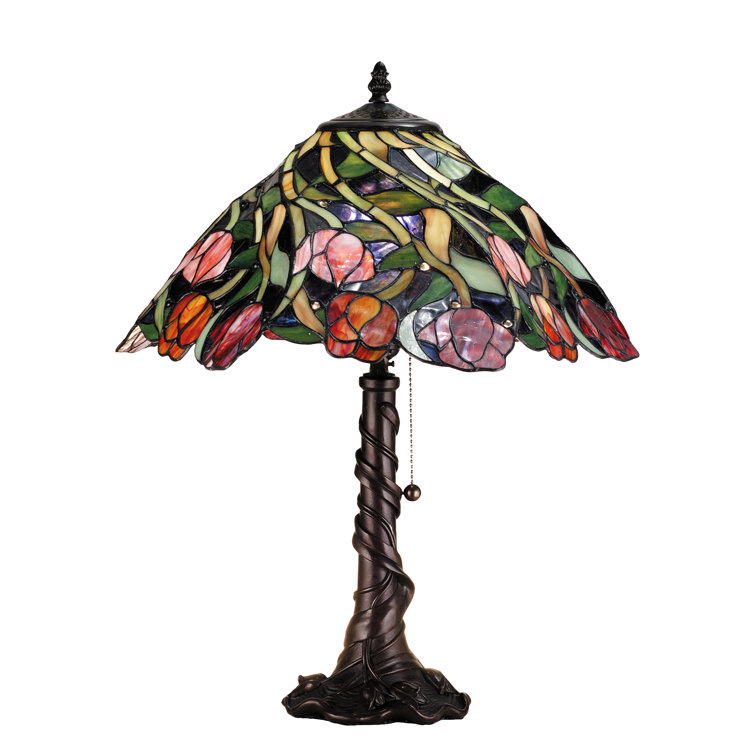 Amethyst Tulip Spiral 21" Bronze Table Lamp with Rhapsody Pink Accents