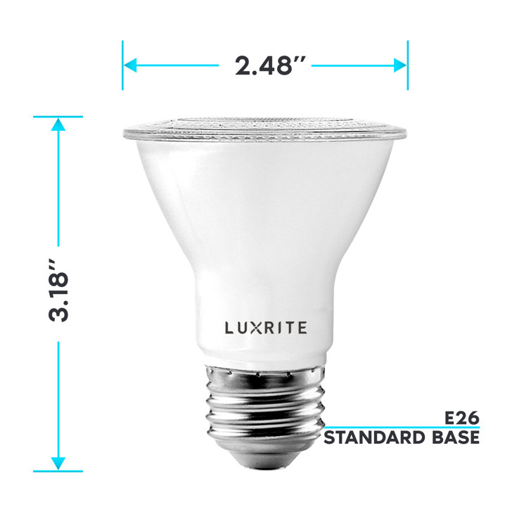 Luxrite White Dimmable PAR20 LED Flood Light Bulbs 6-Pack