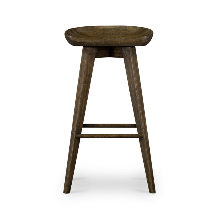 Contemporary Charcoal Gray Swivel Counter Stool in Solid Wood