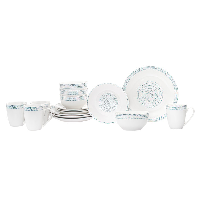 Classic Modern Farmhouse 16-Piece White Porcelain Dinnerware Set