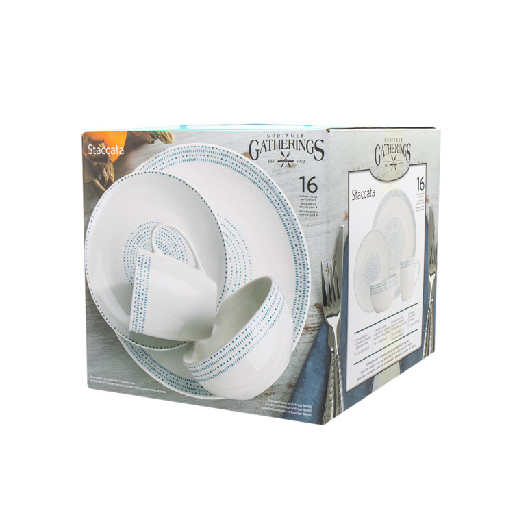 Classic Modern Farmhouse 16-Piece White Porcelain Dinnerware Set