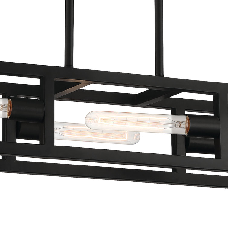 Urban Oasis 38" Matte Black Industrial Island Pendant Light