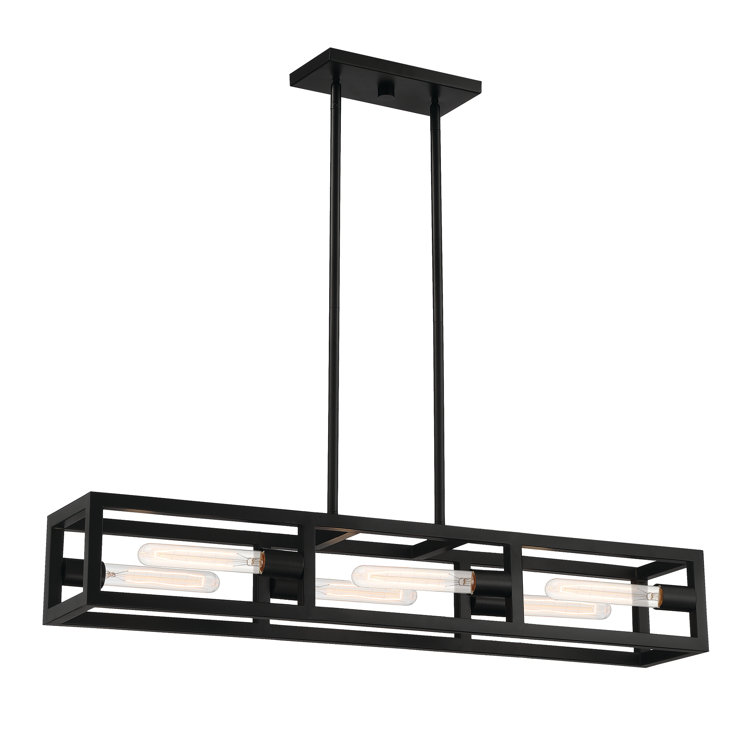 Urban Oasis 38" Matte Black Industrial Island Pendant Light