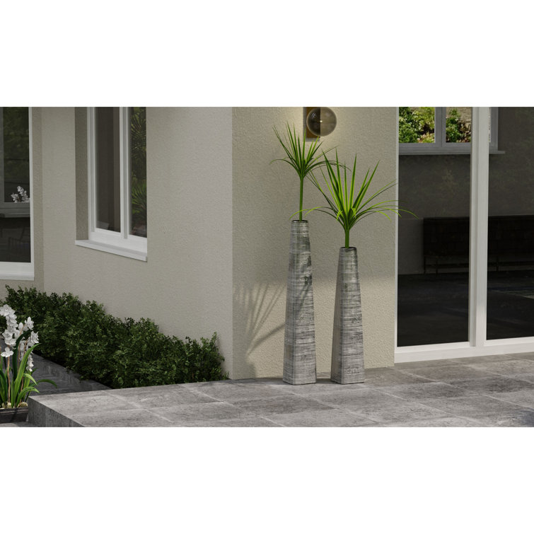 Harper Silver Ceramic Decorative Floor Vase, 43"
